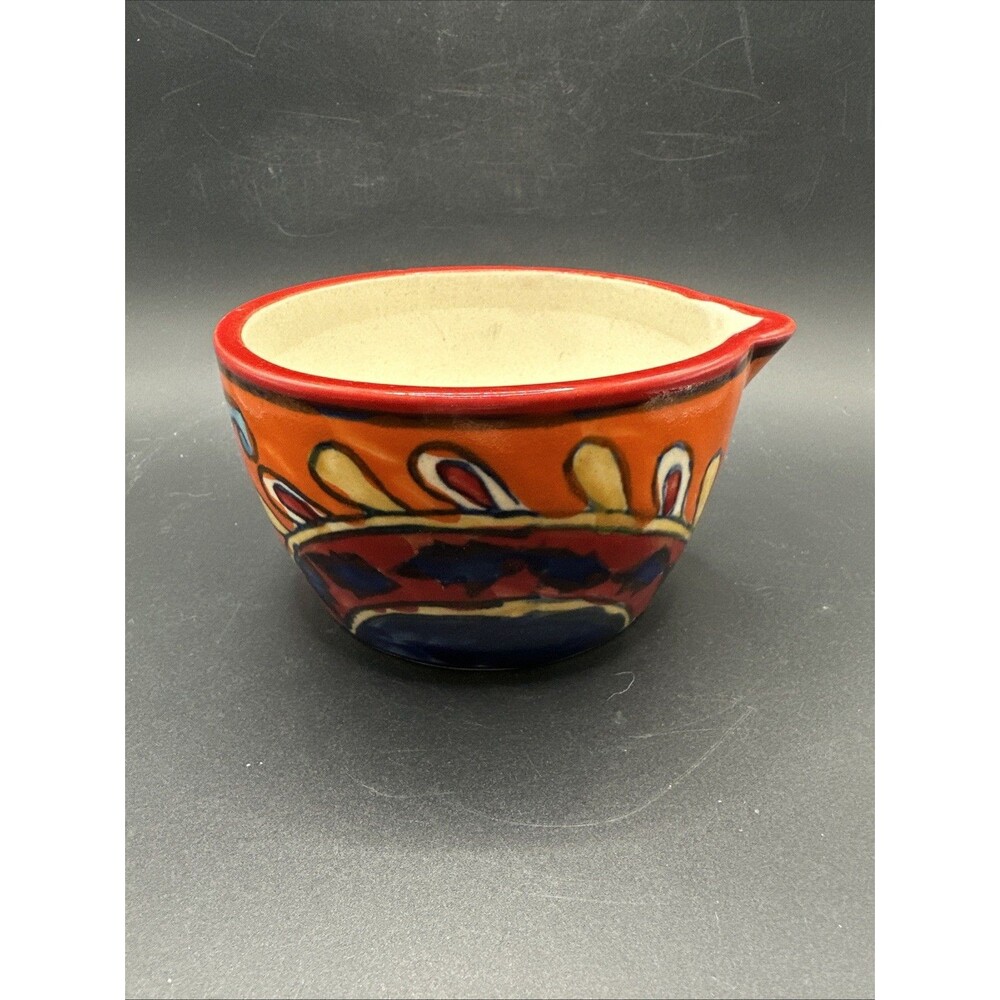 Art Pottery Hand Painted Colorful Small Mixing Bowl Trinket Dish
